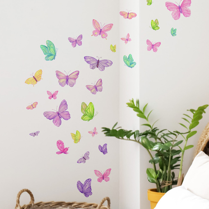 Kids Education Quotes - Autocollants muraux papillon romantique, décoration murale