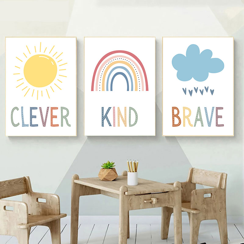 Kids Education Quote - Impression sur toile de nuages et