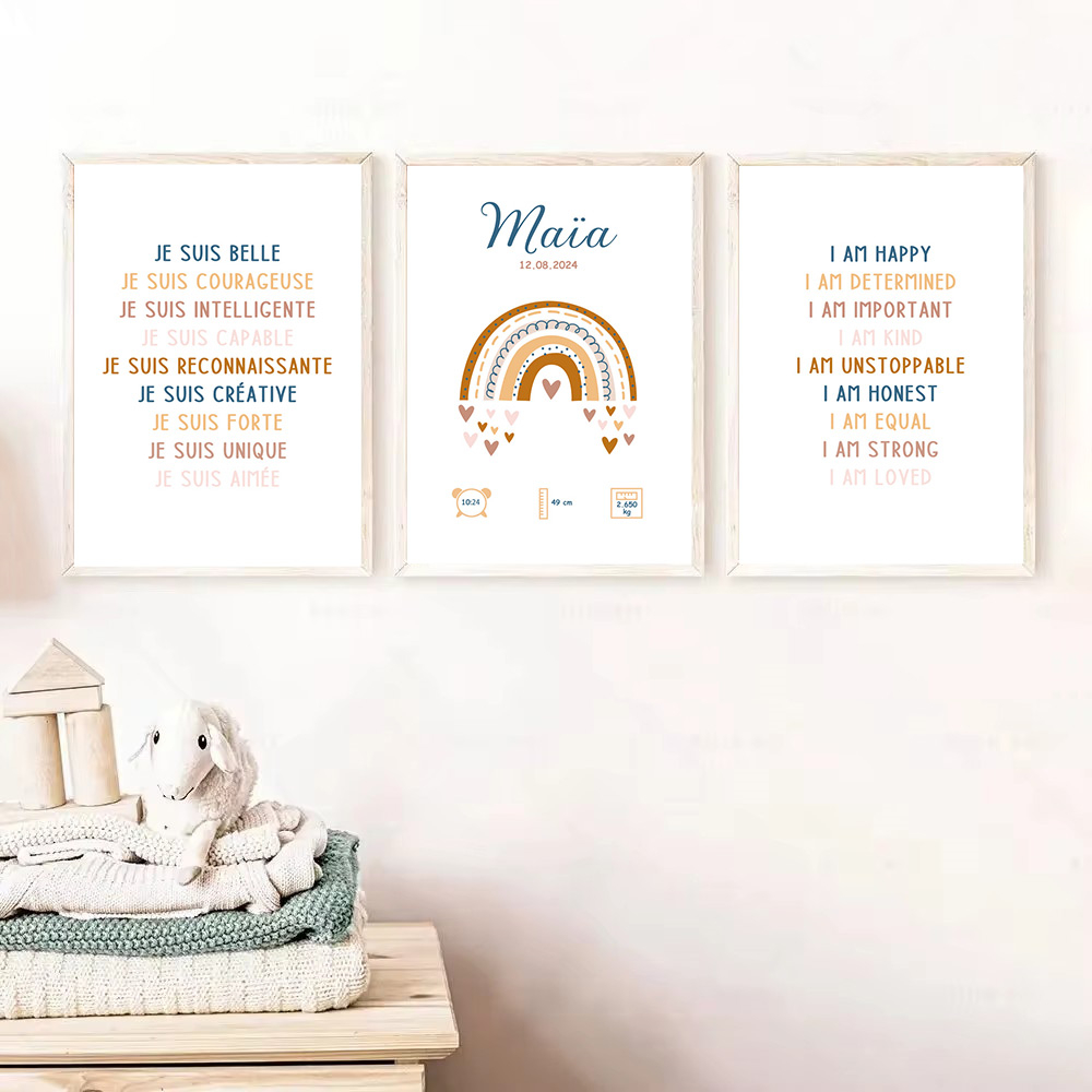Kids Education Quote - Affiche de naissance personnalisée avec nom