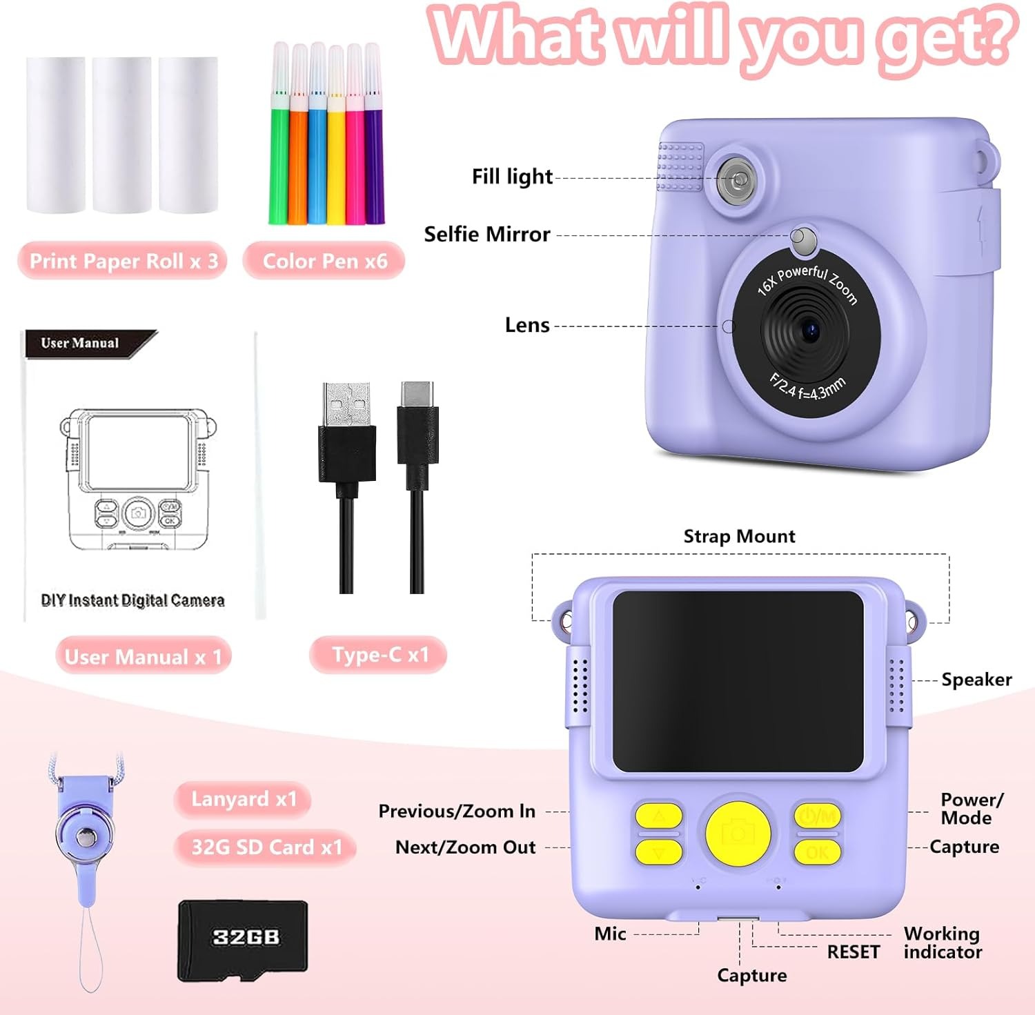 InstantPrint-Appareil photo nu - Kids Education News avis et prix