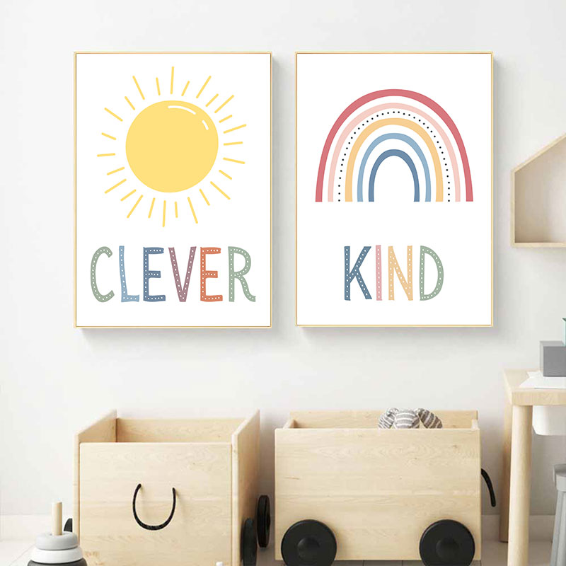 Toile imprimée soleil arc-en-c - Kids Education Quote avis et prix